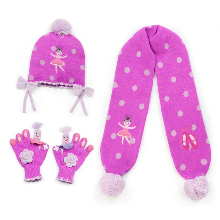 Cute Kids Girls Warm Set Knitting Hats Scarves Gloves Sets Soft knitted Animal