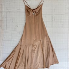 Misha Collection Satin Cut Out Midi Dress Cross back Spaghetti Gown Nude Size 2