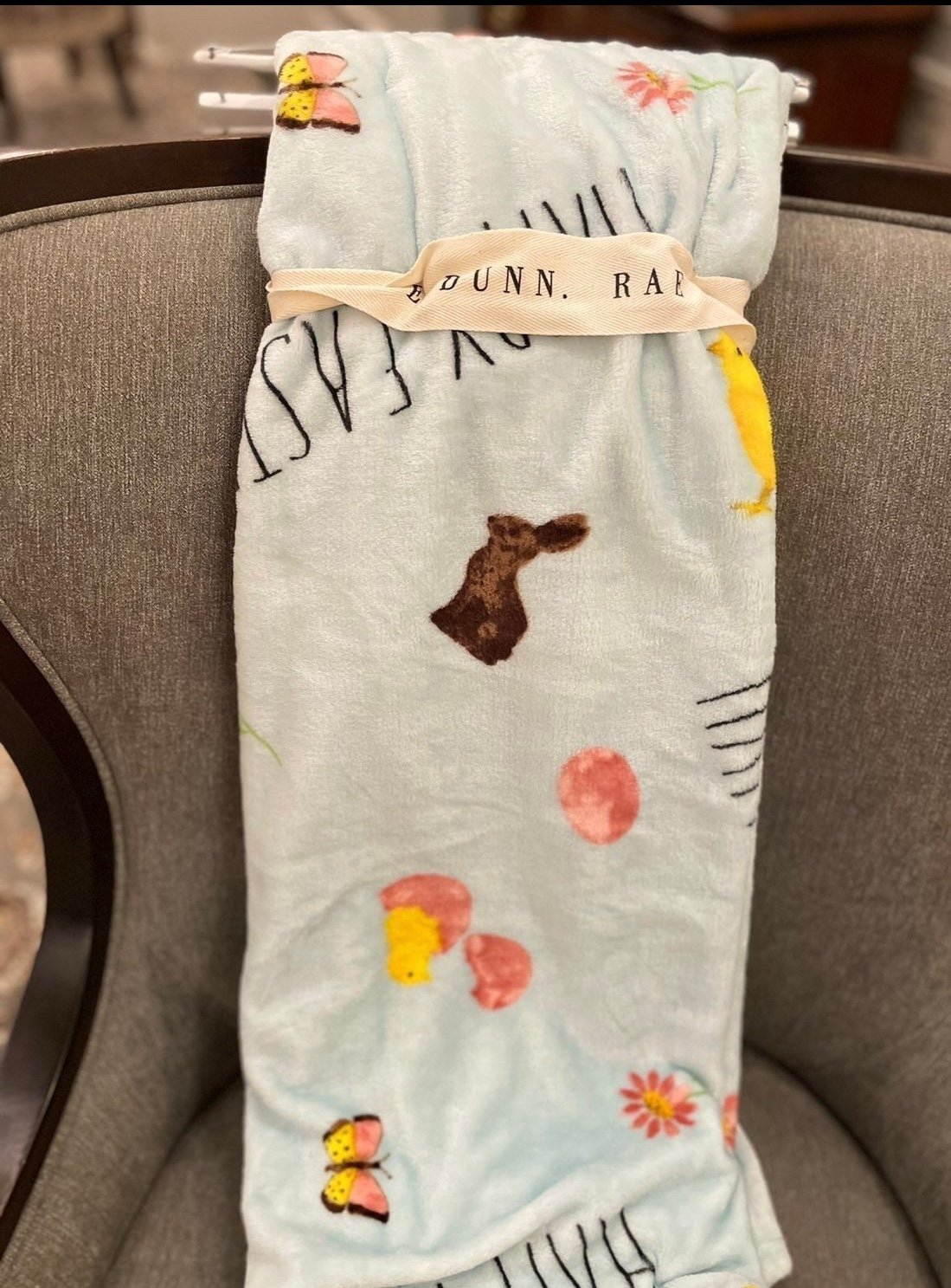 Easter Rae Dunn Plush Throw Blanket
