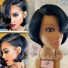 Bob cut wig with deep natural part