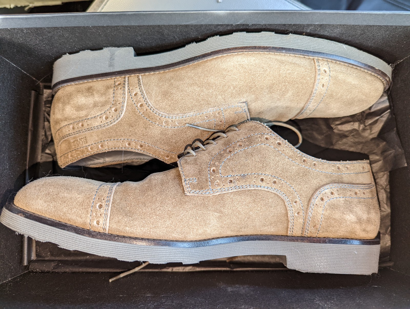 Hugo Boss Italy Suede Leather Oxford Men's Dress Shoes