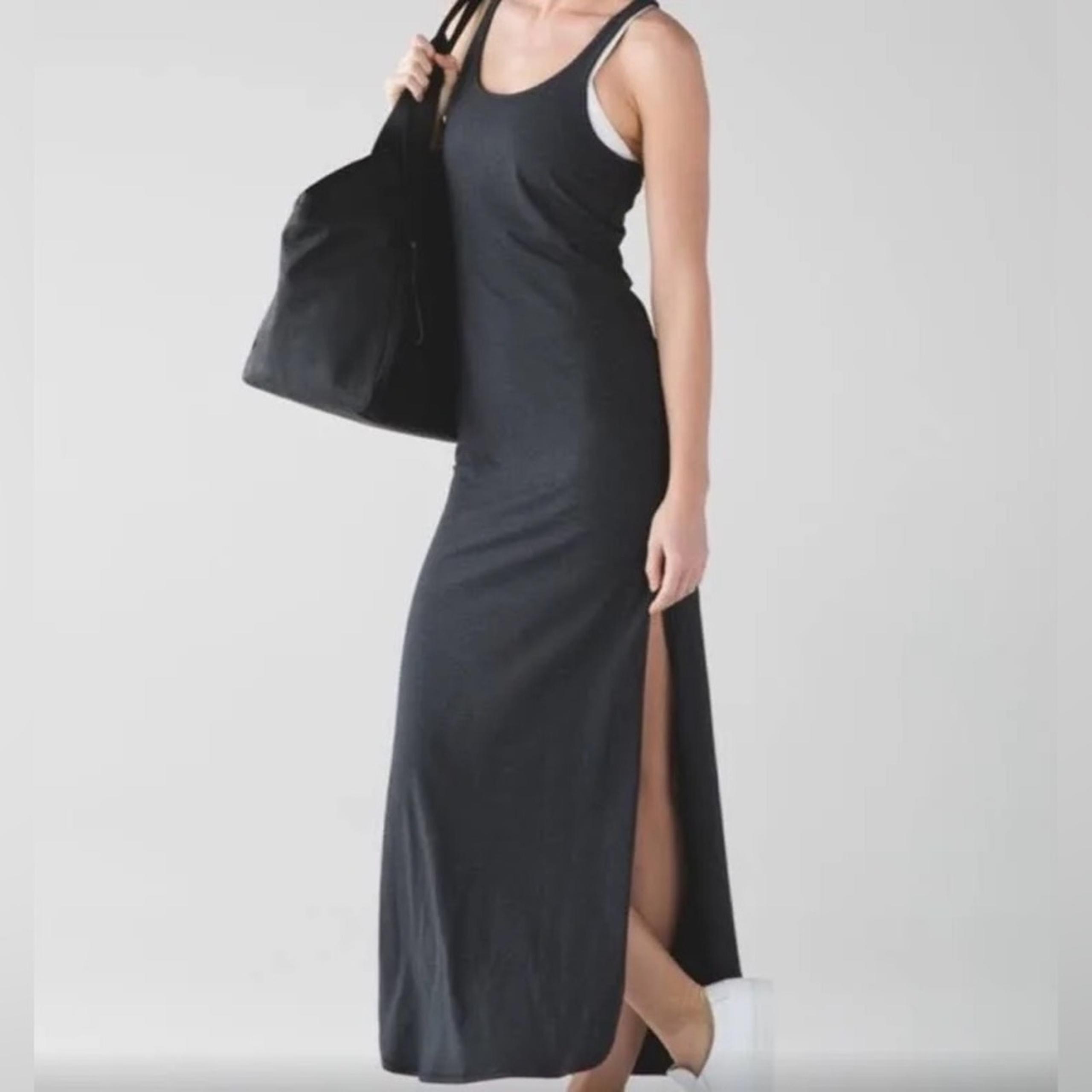 LULULEMON Refresh Maxi Dress II Womens Large Racer Back Dark Gray Athletic Dress