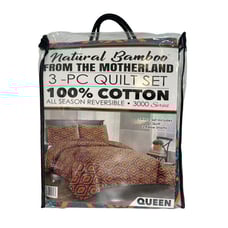 Natural Bamboo 3 Piece Reversible Quilt Set
