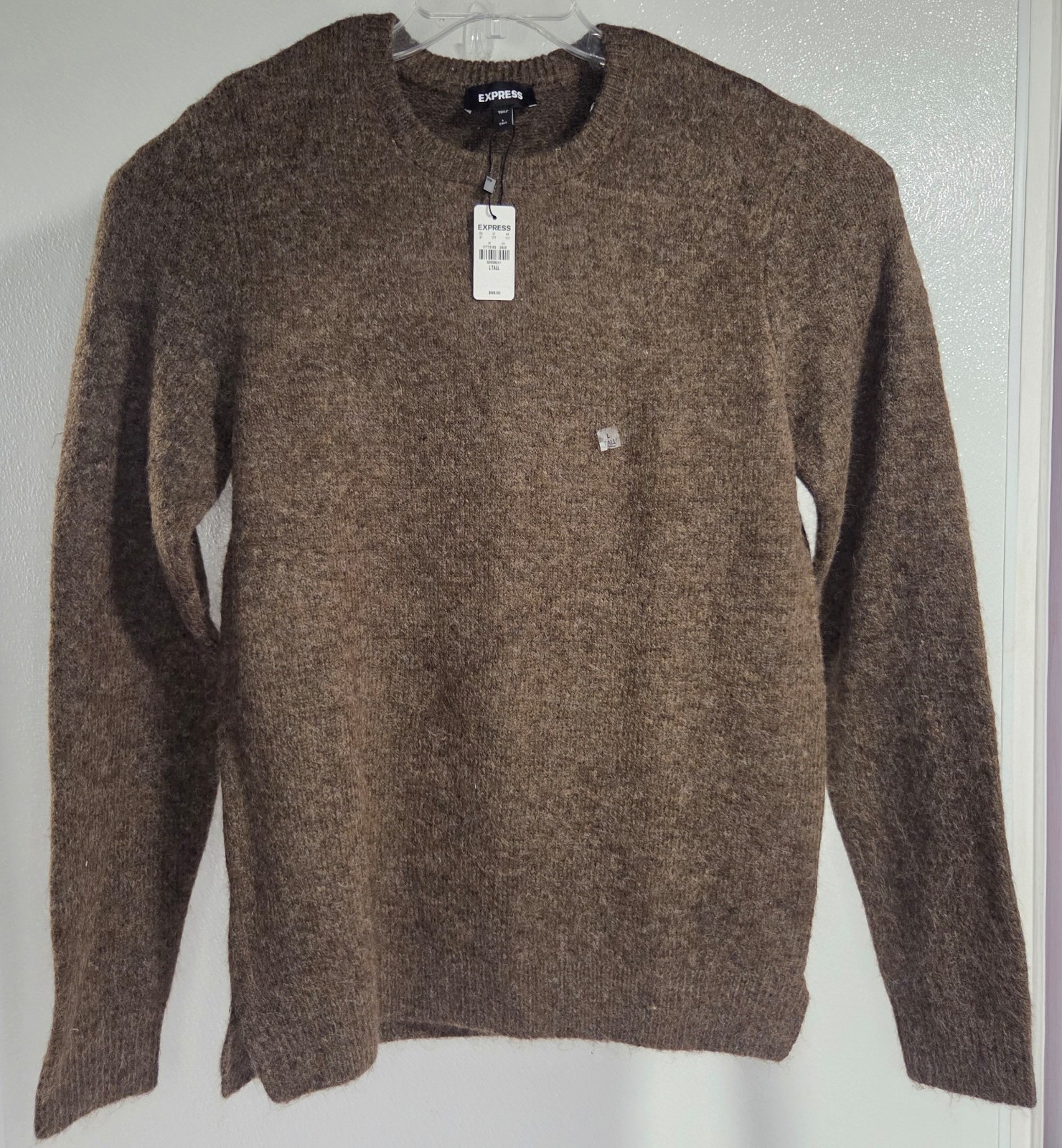 NWT Express Wool Blend Sweater Super Soft Men's Large Tall Brown