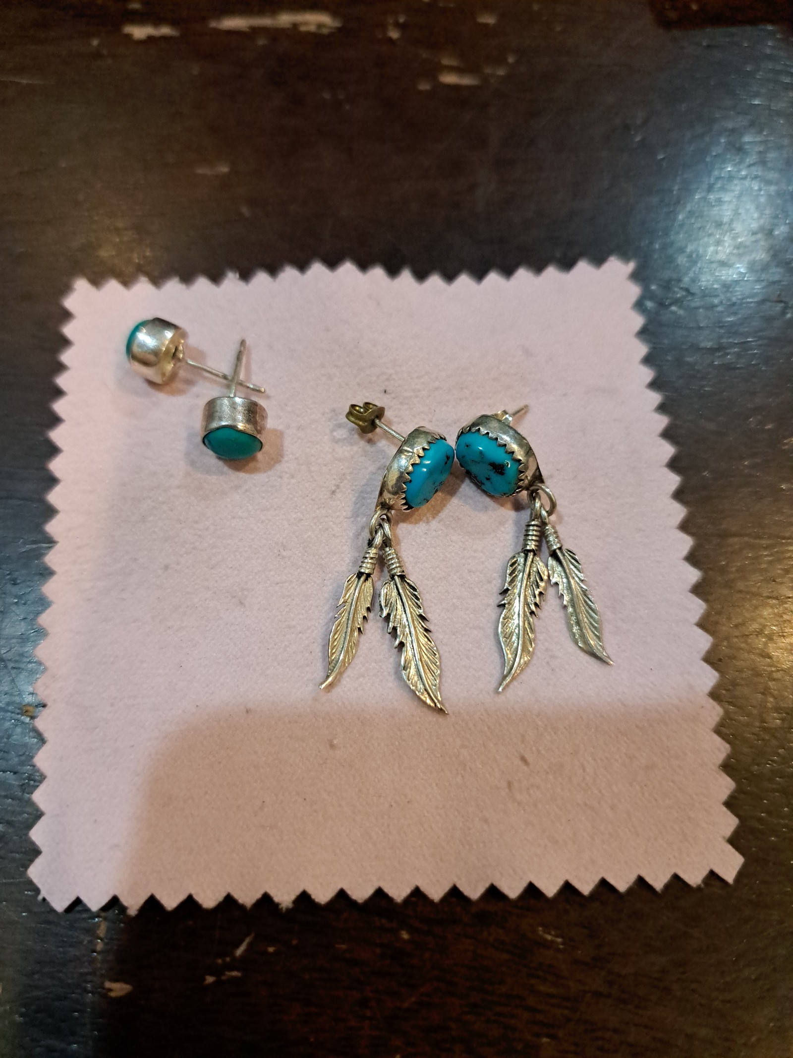 Two pair Genuine Navajo Morenci SS earrings