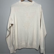 VTG Official BSA Boy Scouts of America 3D Eagle Crest Knit Crewneck Ivory White