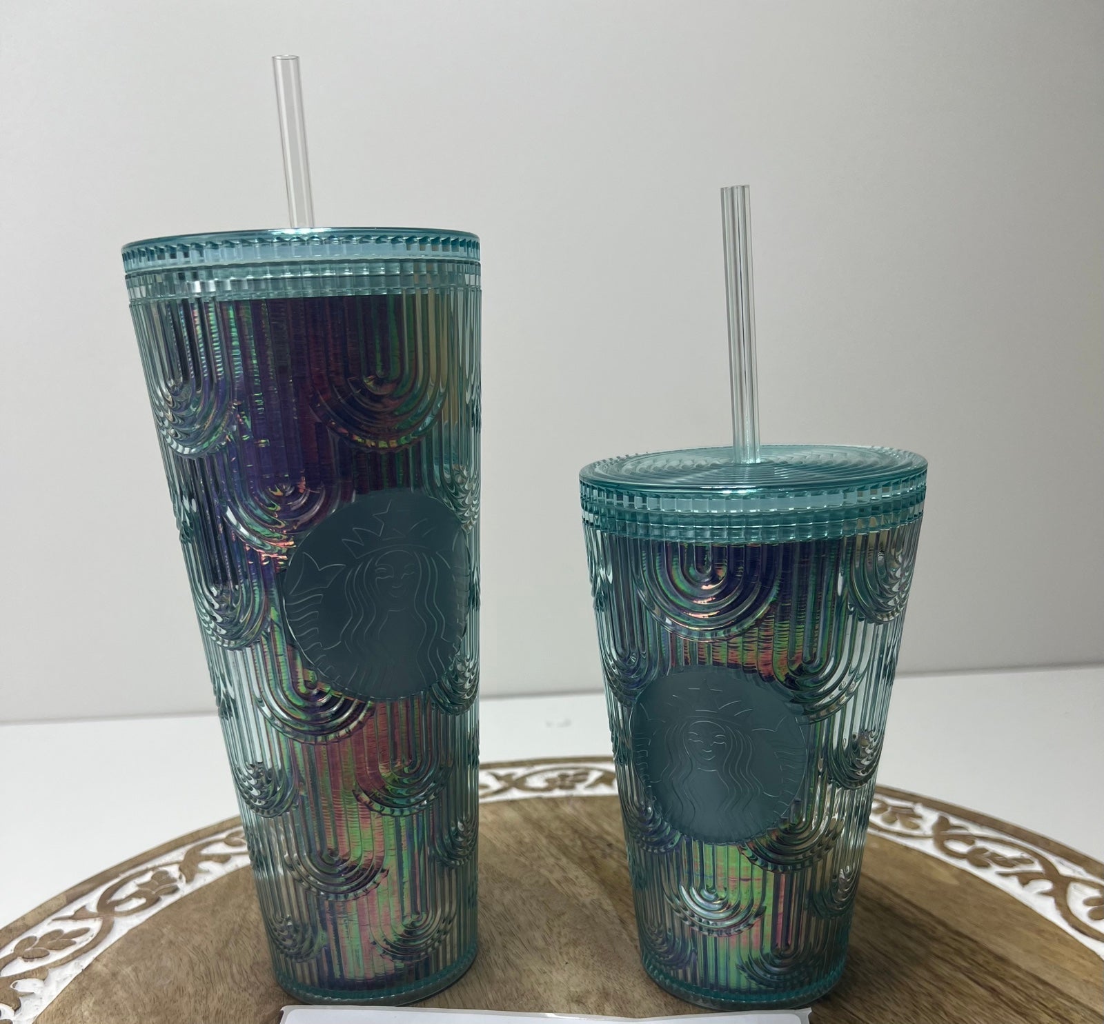 Starbucks 2022 Mermaid Iridescent Siren Scale Wave 16 oz Cold Beverage Tumbler