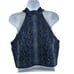 BCBG Maxazria Halter Neck Crop Top XL Blue Black Snakeskin Print Y2K Aesthetic