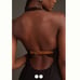 Anthropologie Linen Asymmetrical Halter Belt Back Column Midi Dress
