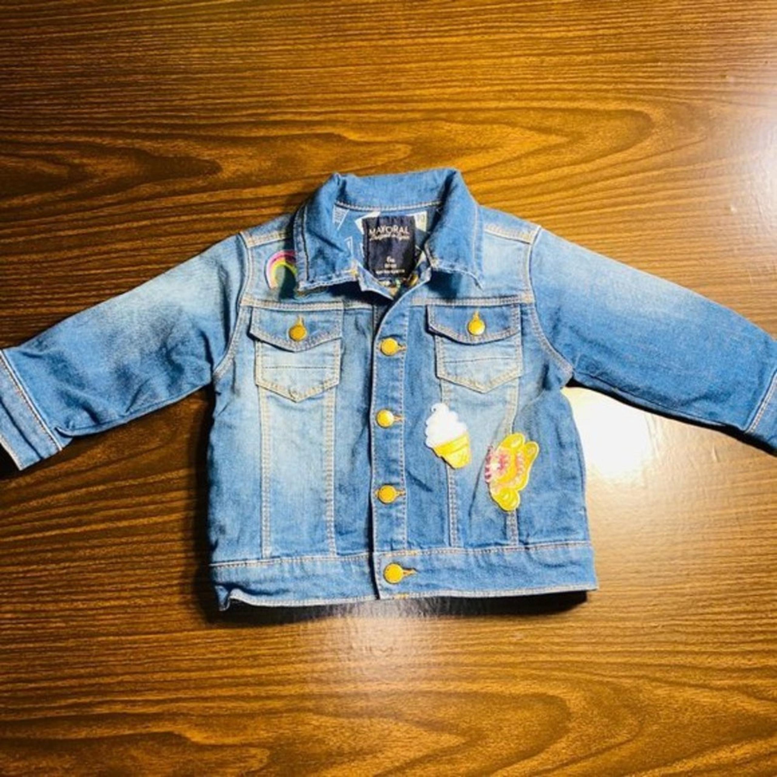 Mayoral Kids Patch Embroidered Denim Jean Jacket Size 6M 6 Months
