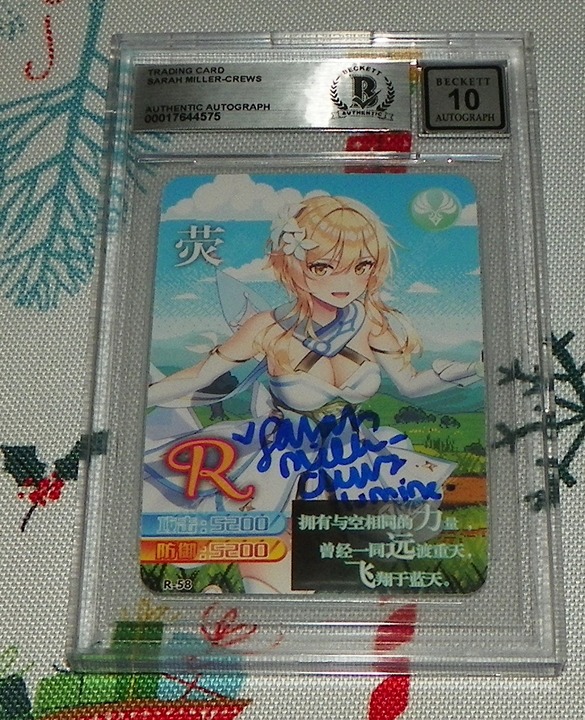 Sarah Miller Crews Lumine Genshin Impact Signed Card 10 Auto Grade BAS #R-58