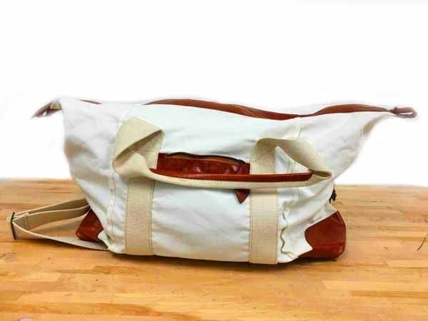 New Rare & Unique Genuine Leather & Canvas Travel Bag