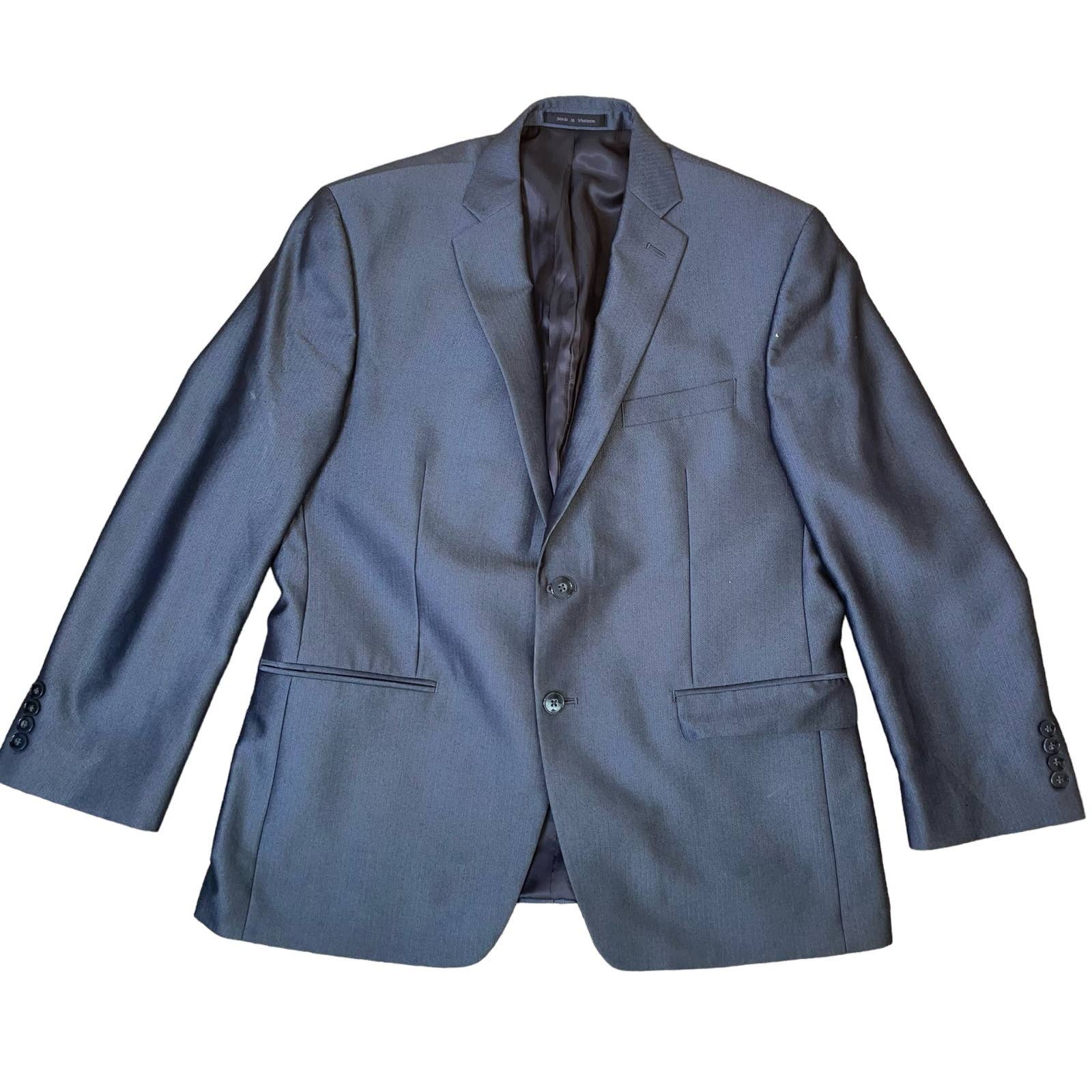 Calvin Klein sports coat jacket blazer suit coat silver/gray sheen double button