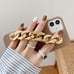 Brown iPhone case with wrist strap