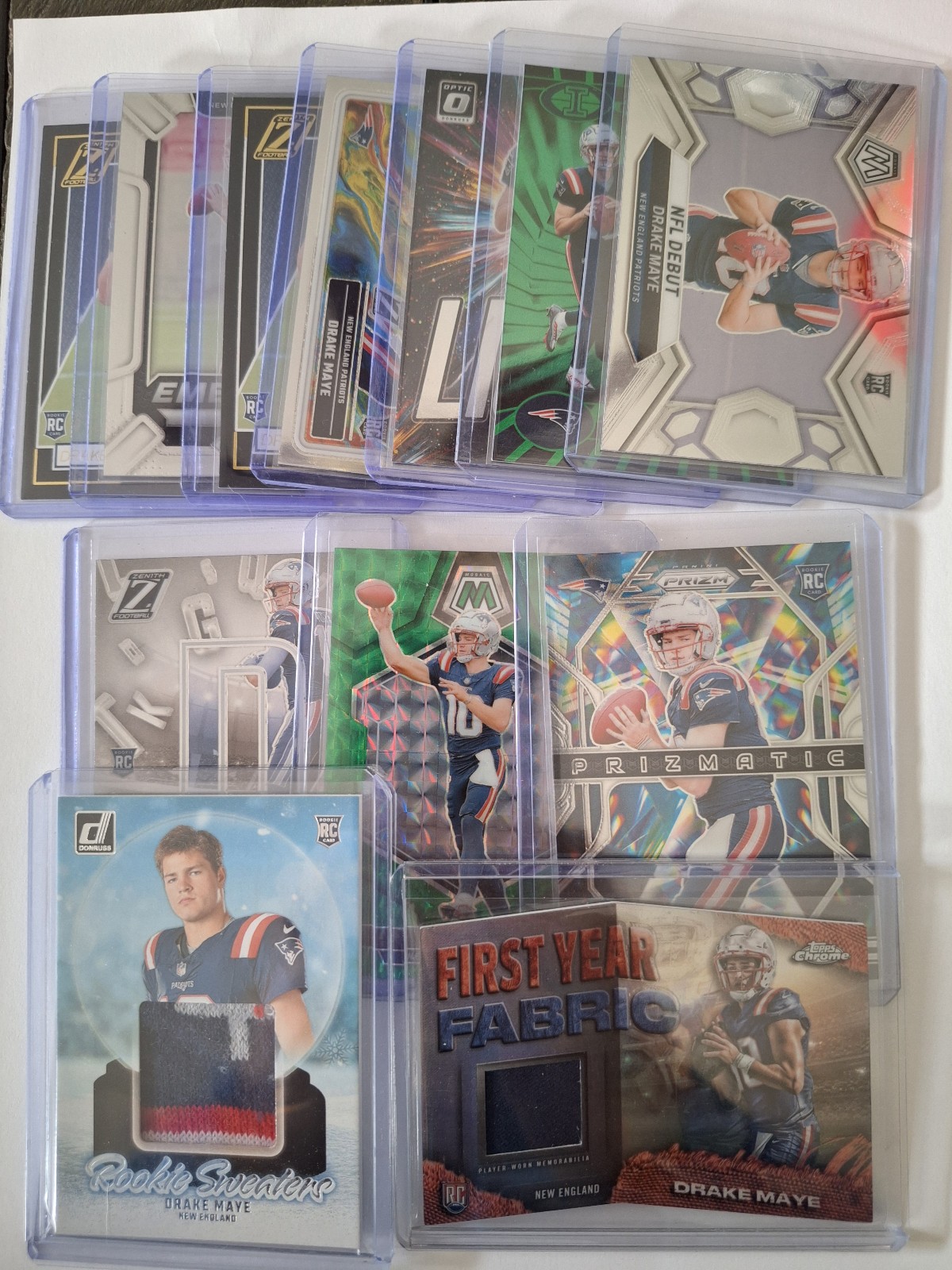 Lot of 12 2024 Prizm moasic topps chrome green patch Drake Maye Rookie optic
