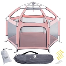 California Beach Co. Hexagon Playpen with Rainbow Mat Cover