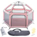 California Beach Co. Hexagon Playpen with Rainbow Mat Cover