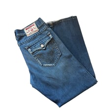 Vintage Y2K TRUE RELIGION Joey Distressed Denim - Wide Leg Jeans - size 36x34