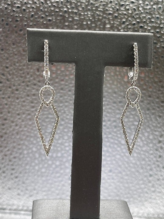 Ladies Sterling Silver and Diamond-Like Earrings