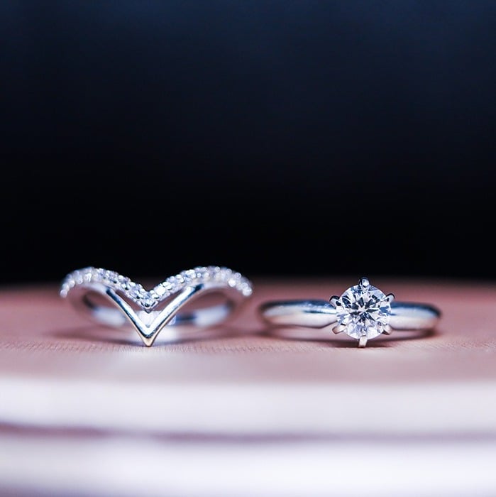 1/2ct Natural Diamond Ring in 14k White Gold & .2ct Natural Diamond Ring in 18k