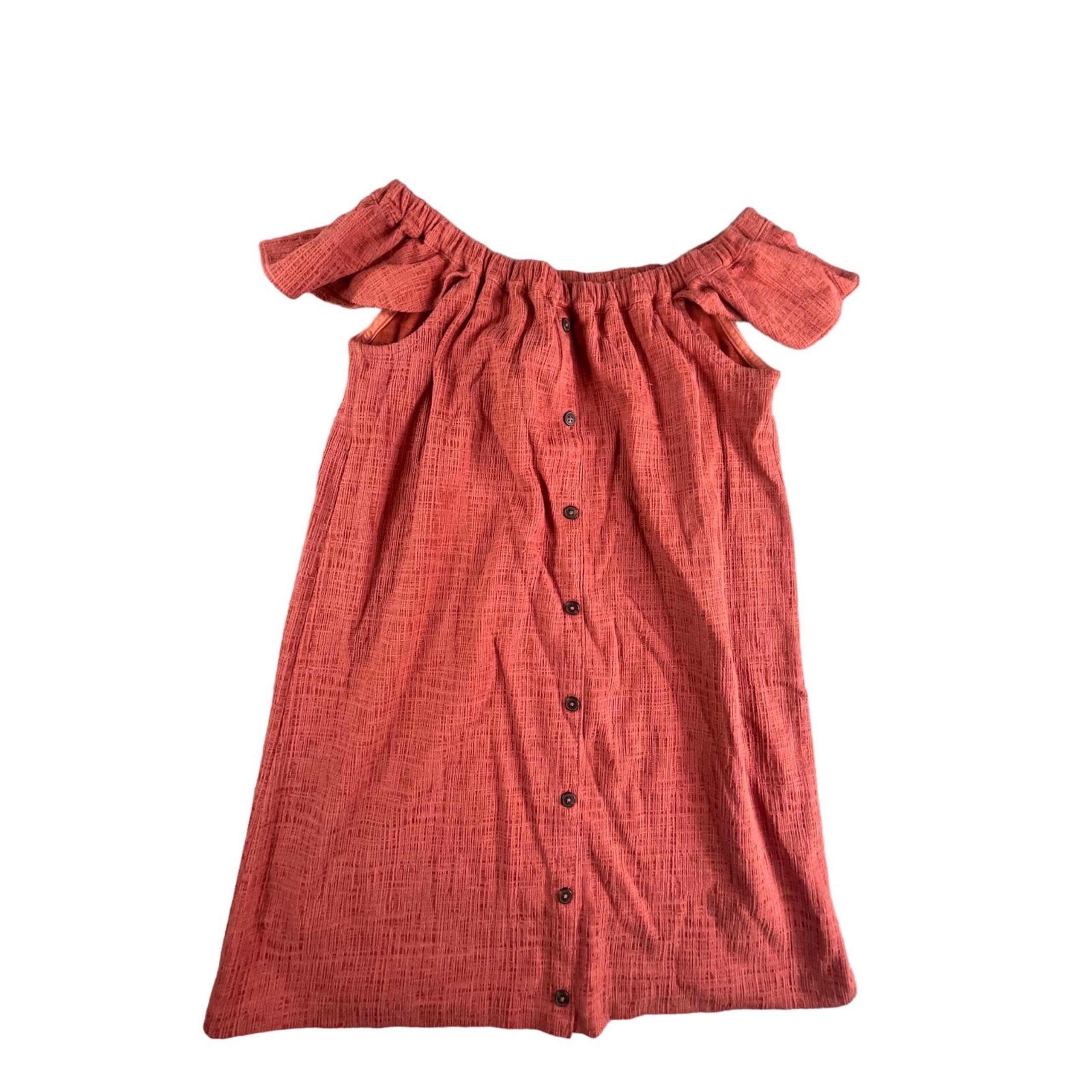 Madewell Dress Women Small Red Short A Line Off Shoulder Ruffle Button Up Casual