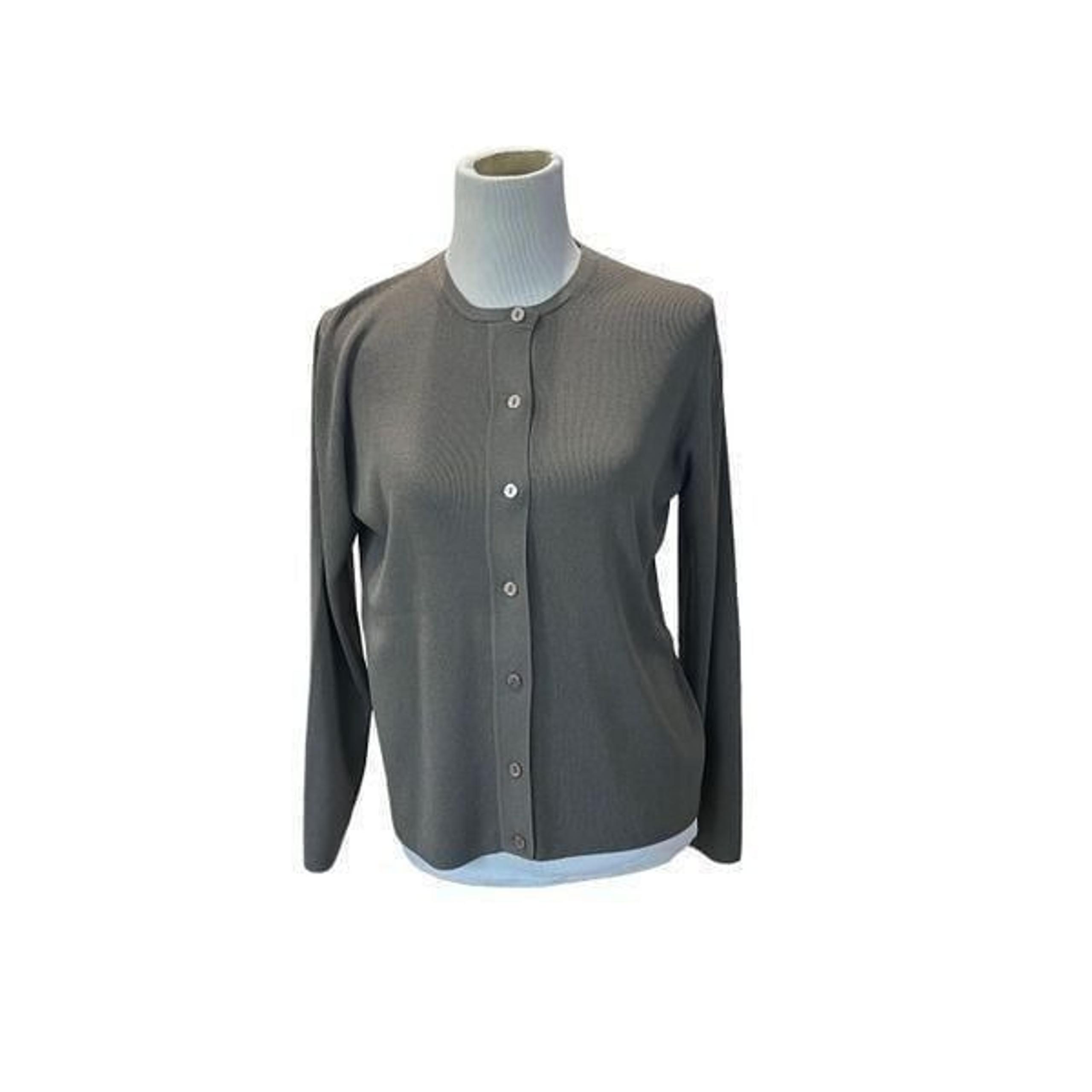 Alex Garfield grey button front cardigan silk sz S