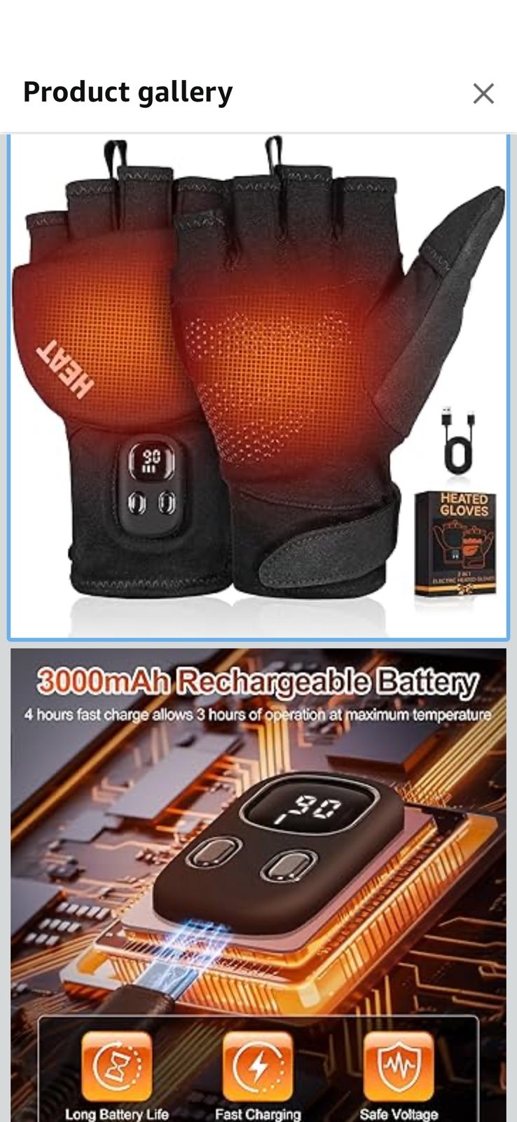 Heated Gloves for Men Women – 2 in 1 Full & Half Finger Design, Rechargeable Hea