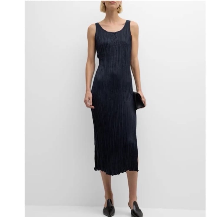 NWT EILEEN FISHER Crushed Cupro Scoop Neck Dress