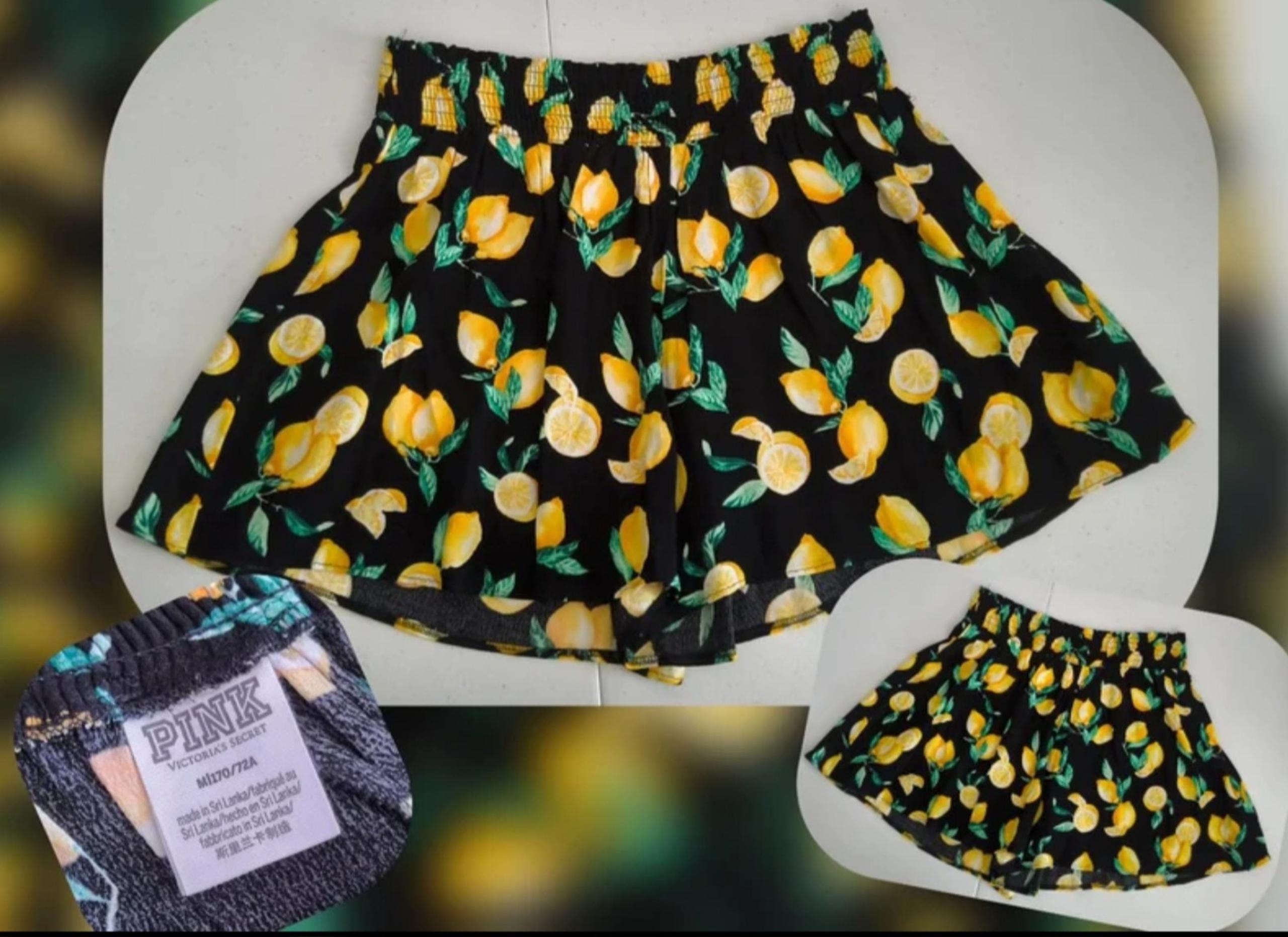 PINK by Victoria's Secret lemon print flowy pull-on Shorts size Med