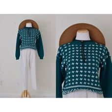 Vintage 90s Mock-neck Emerald Green Acrylic Sweater size P-M