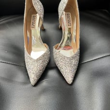 Badgley Mischka Womens Daisy Il Pump, Silver Glitter, Size 6