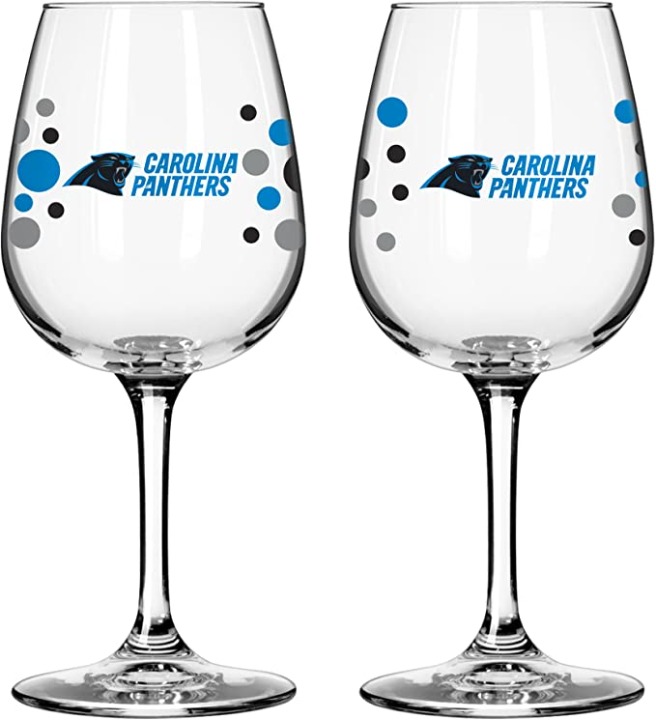Carolina Panthers Pokadot Wine Glass 12 Oz. 2 Pack
