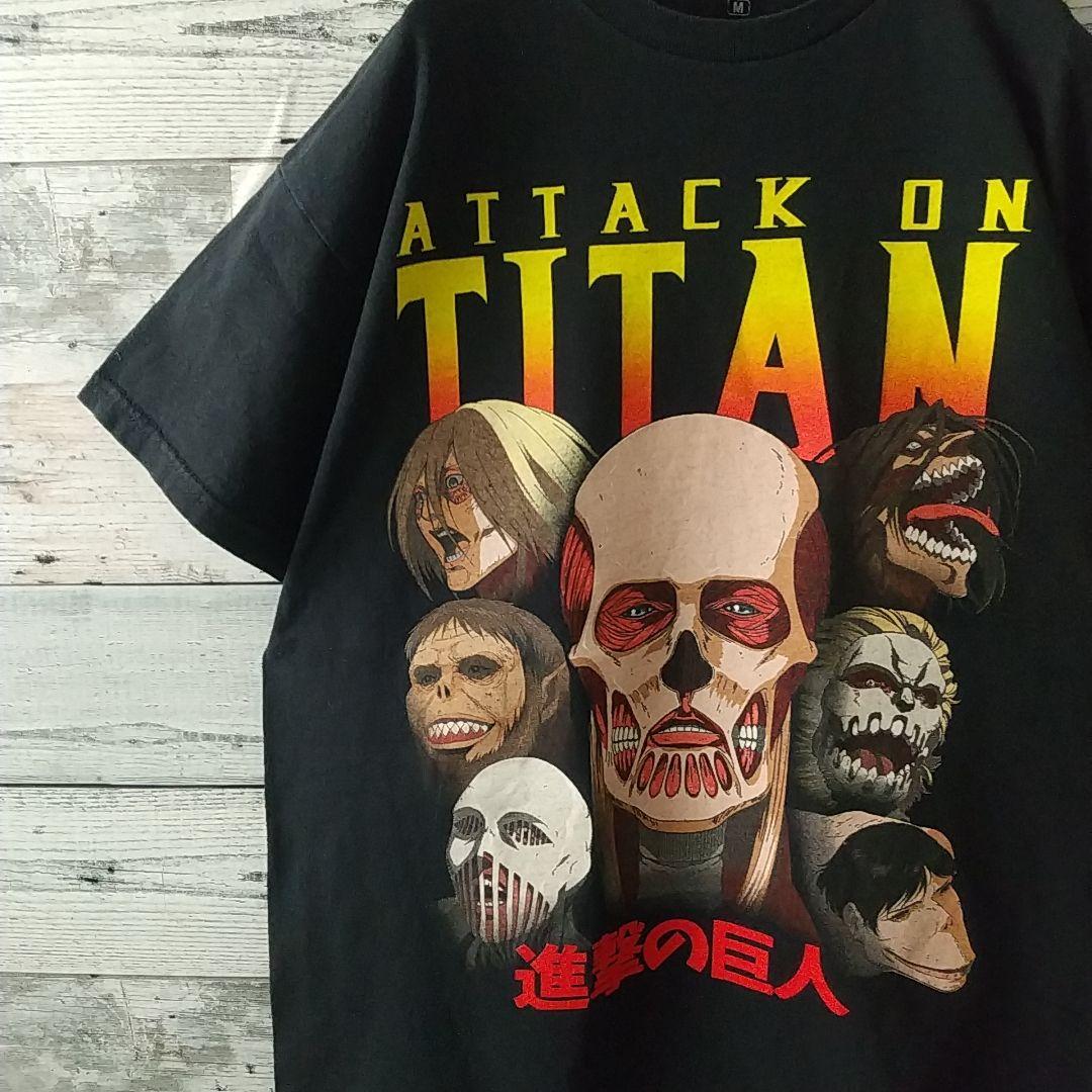 Overseas Import ☆ Popular ☆ Attack on Titan Final Season Giant Print T-Shirt Black M