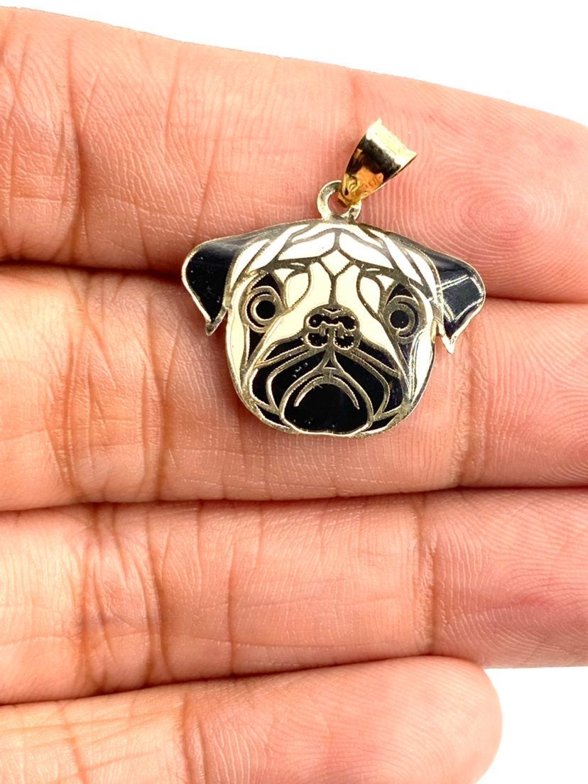10K Gold Pug Charm Pendant