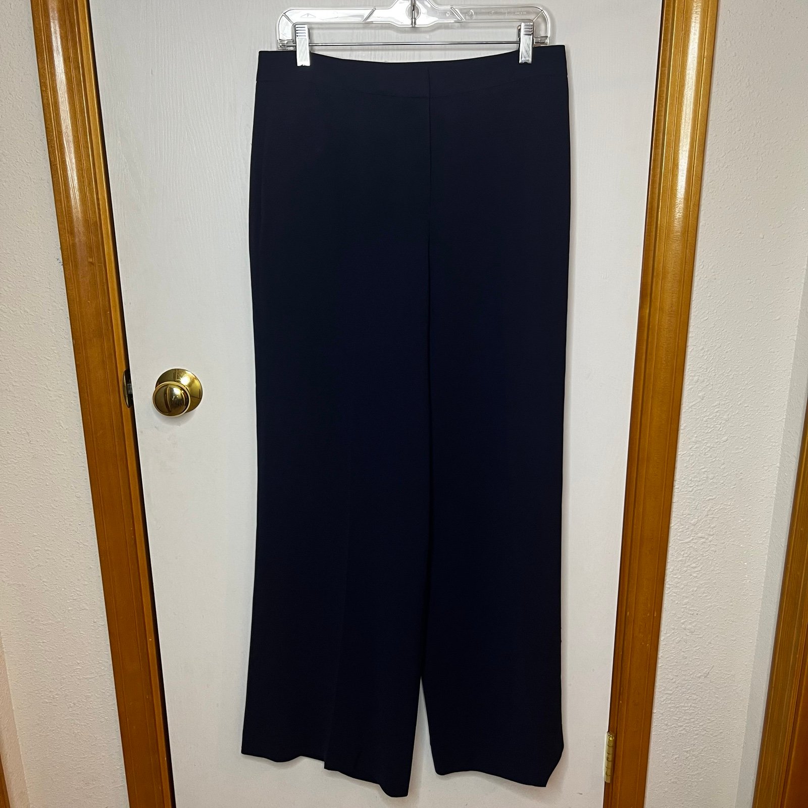 Lafayette 148 Dalton Wide Leg Trousers Women 8 Blue Chic Career Dressy Pants