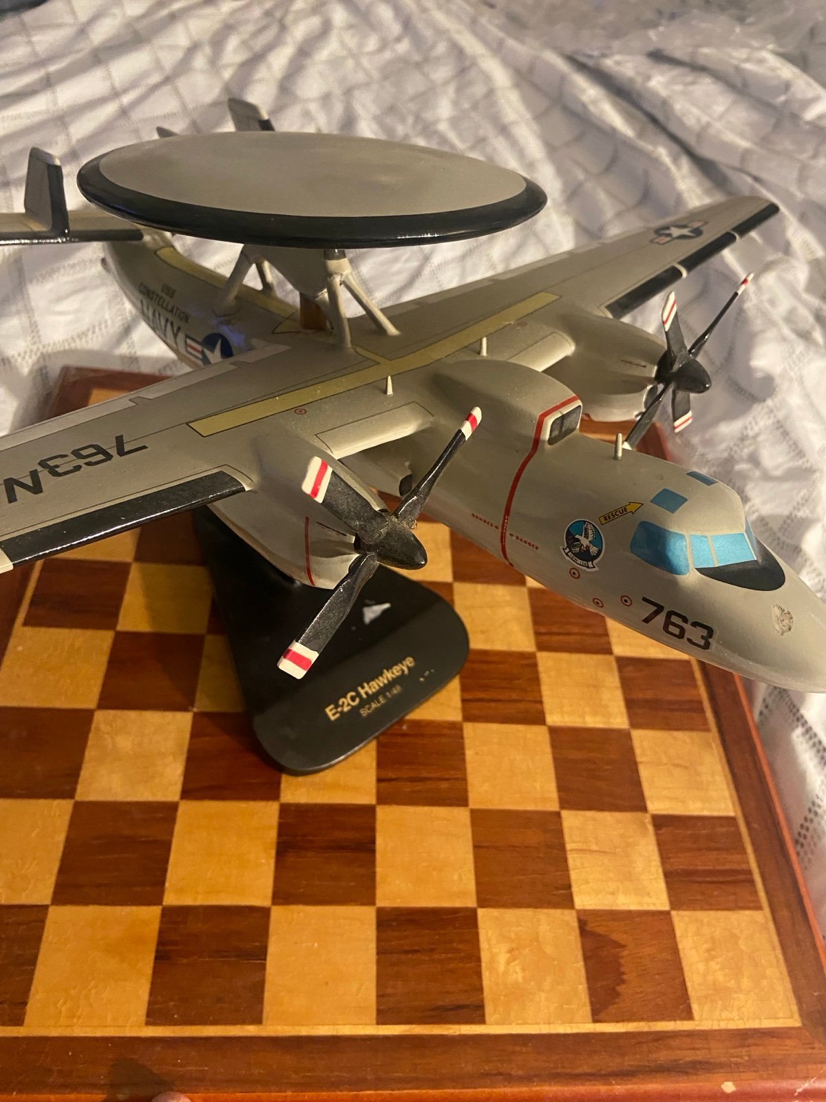 Desktop wood model airplane E-2c. Hawkeye. 1/48 scale