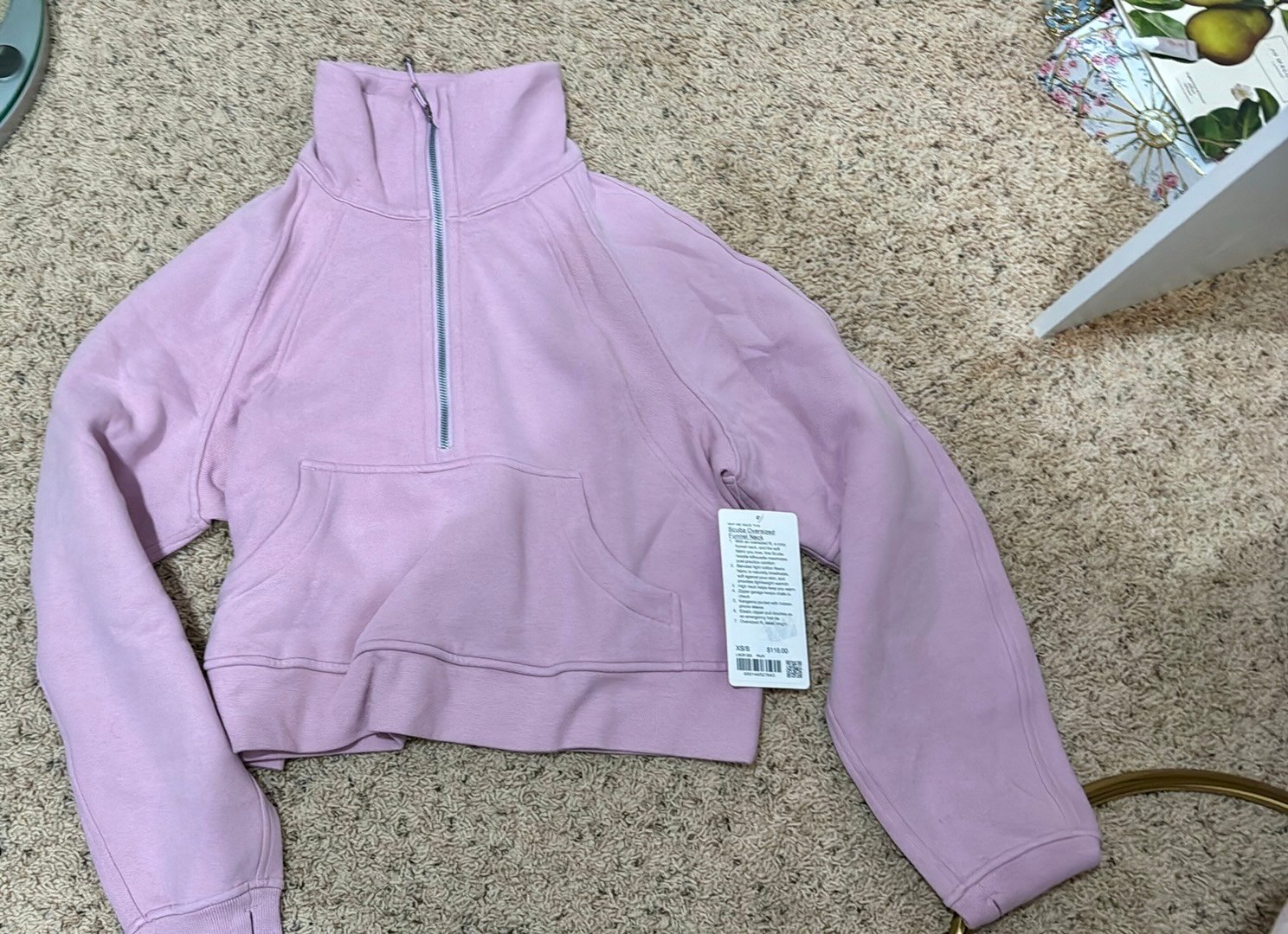 lululemon scuba half zip pink peony