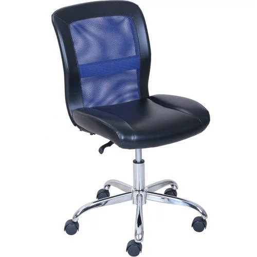 Mid-Back, Vinyl Mesh Task Office Chair, Black and Blue-vuh449