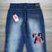 Vintage Baggy Wide Leg Skate Jeans Lebron Cavaliers Medium Wash Denim Y2K