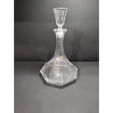 Bohemian Crystal Decanter with Stopper, Vintage Liquor Bottle, Glass Decanter