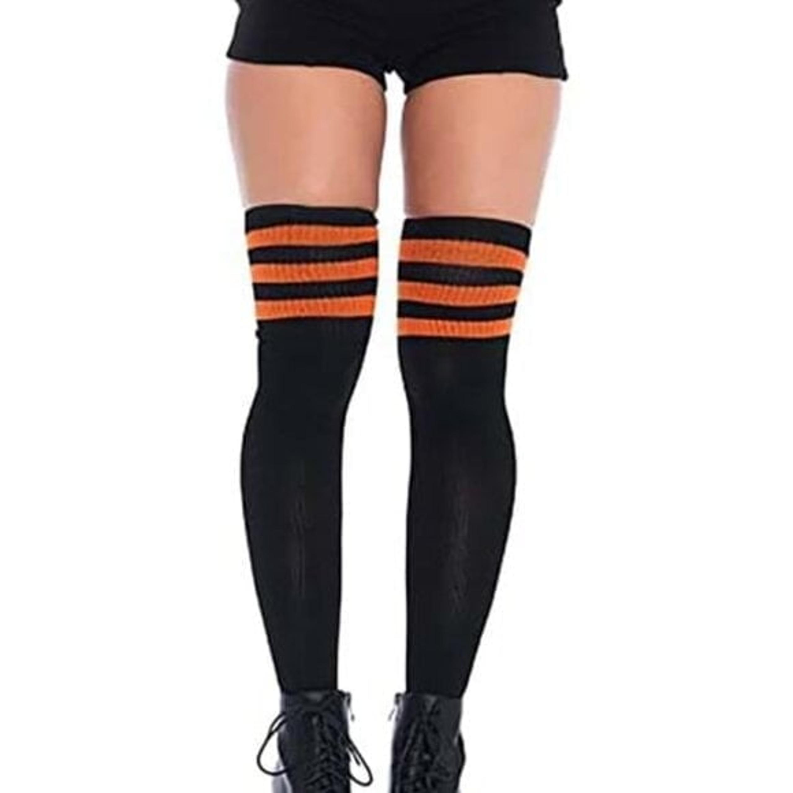 NWT [Leg Avenue] Thigh High Black/Orange Halloween Socks Women's OS (90-165 lbs)