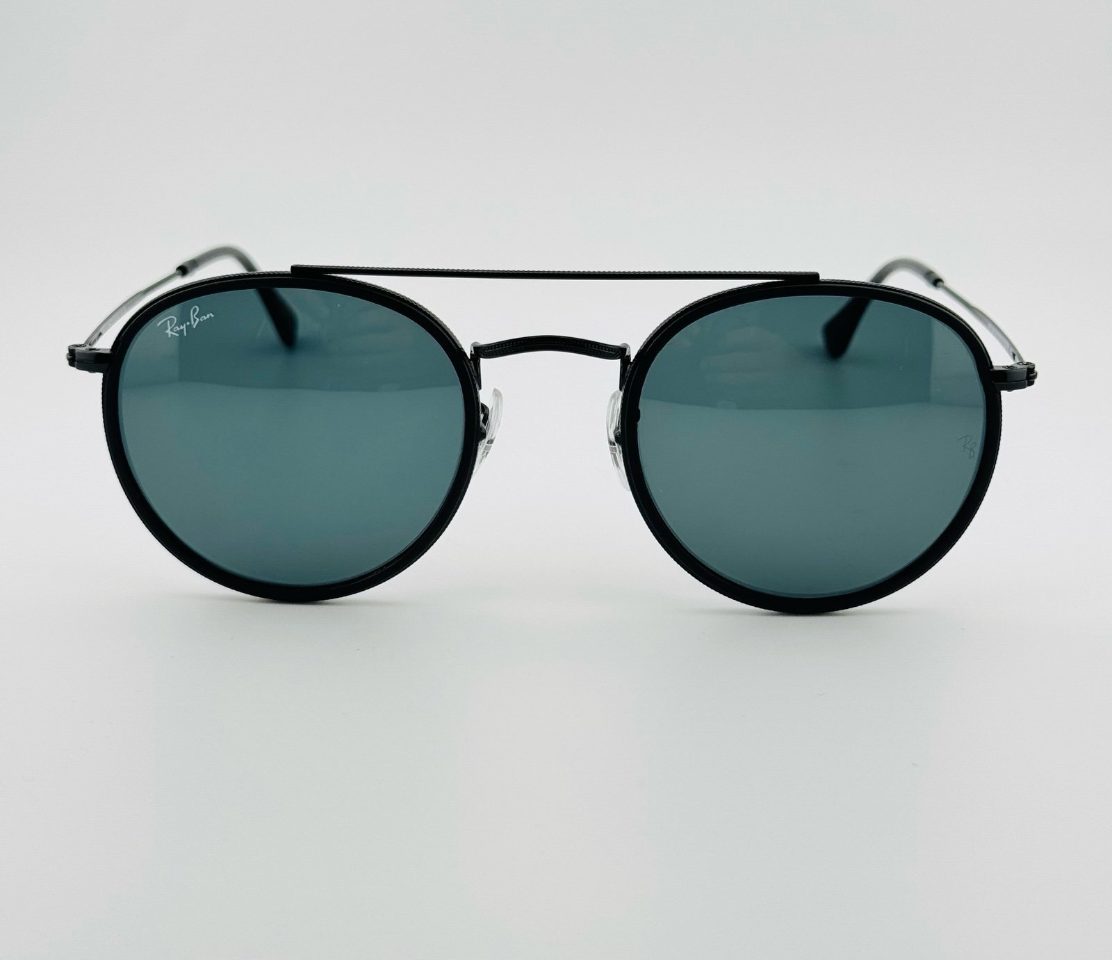 Ray-Ban Sunglasses RB3647N Round double bridge polished Black frame Gray lenses