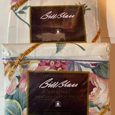 Bill Blass Double Full Sheet Flat Fitted NEW Vintage Floral Festival Blue