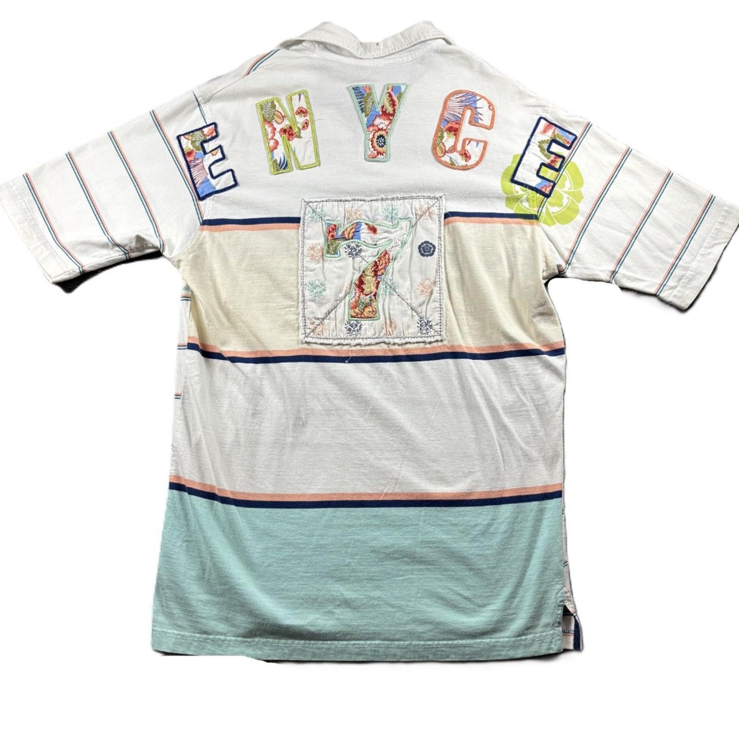 Enyce Men Polo Shirt Vintage Y2K Stripe Embroidered Appliqued Hip Hop Large C188