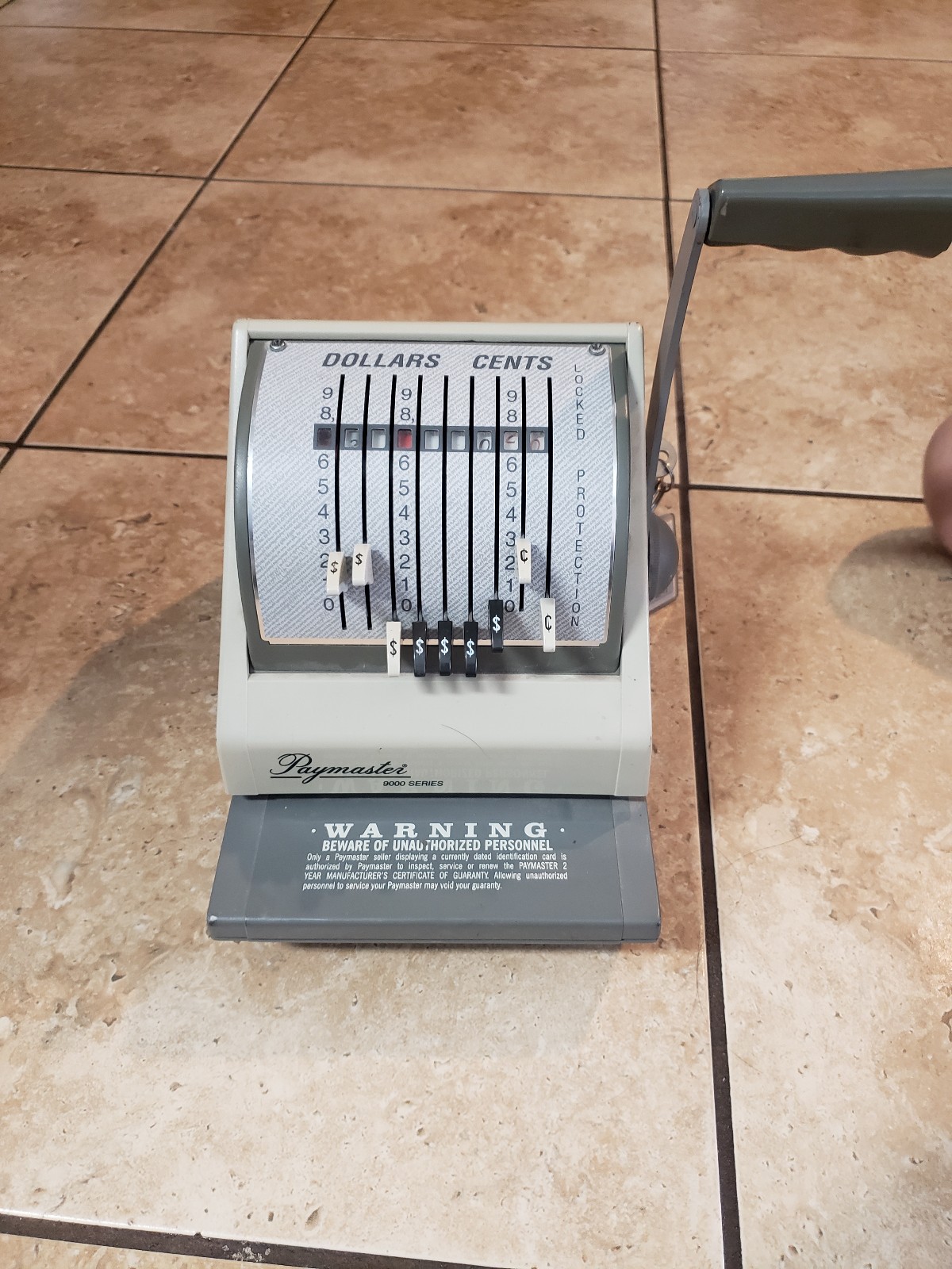 Vintage Paymaster 9000-9 Check Writer Dollars and Cents with Key
