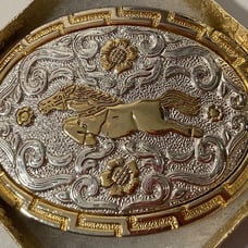Vintage Metal Belt Buckle, Brass, Nice Horse, Nice Design