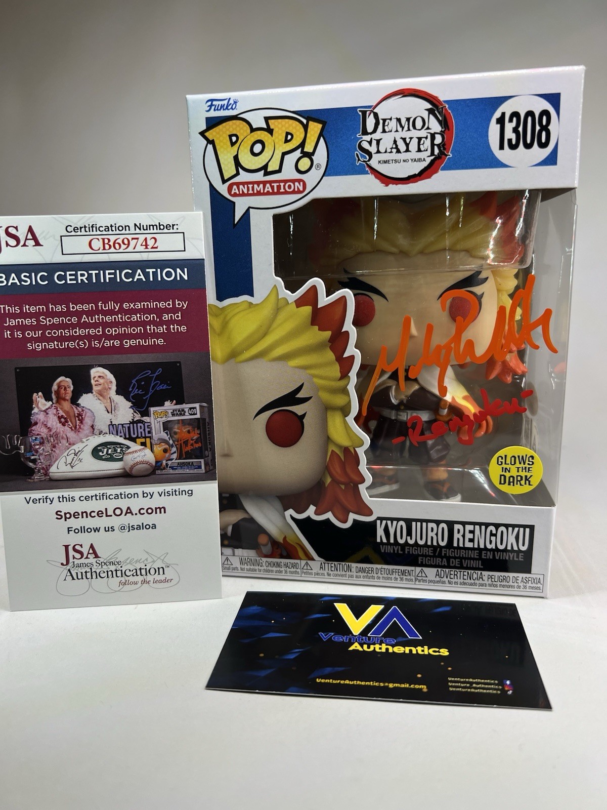 Mark Whitten Signed Kyojuro Rengoku Demon Slayer Funko Pop #1308 w/ JSA COA