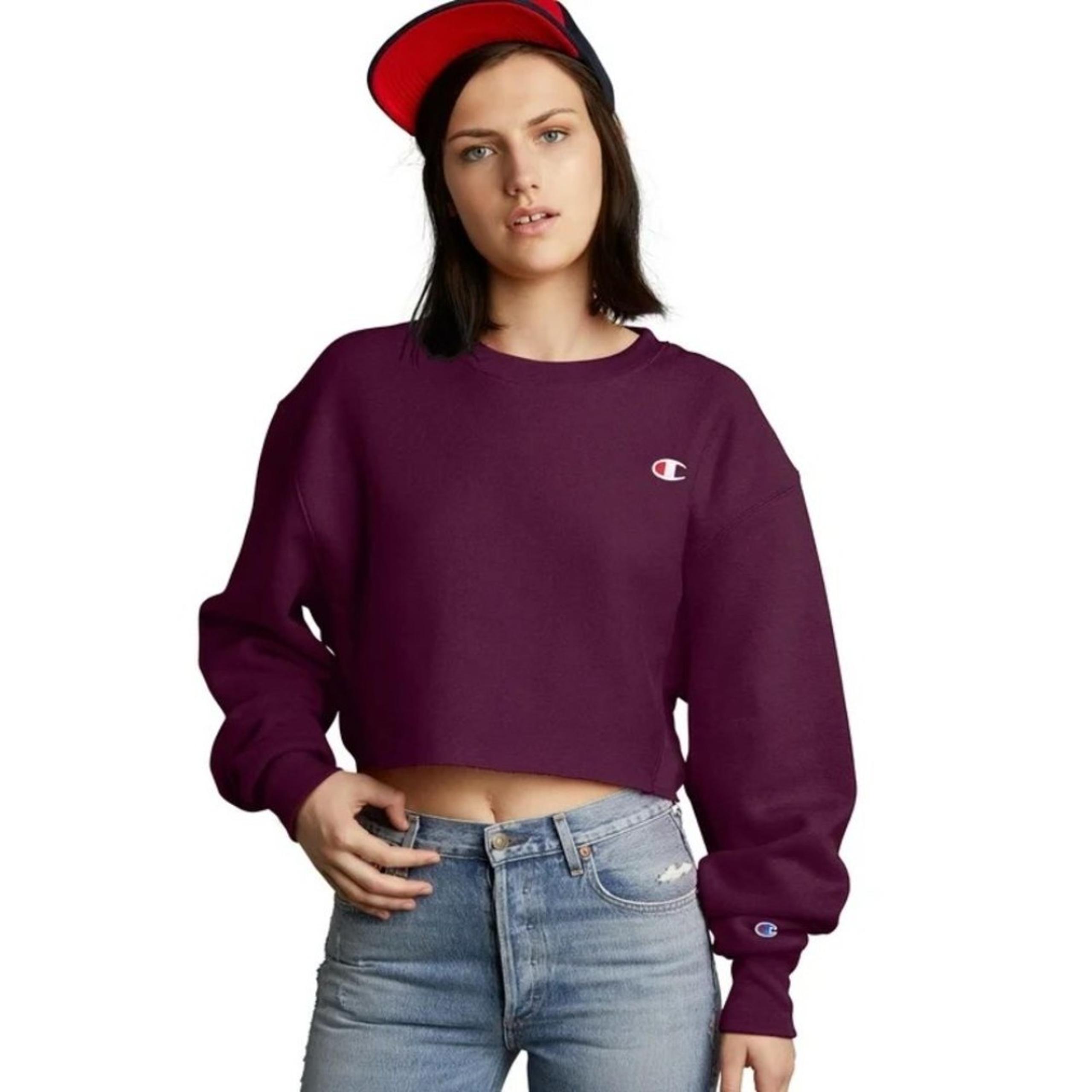 Champion Reverse Weave Cropped Cut-off Crew Venetian Purple Women's Sweatshirt