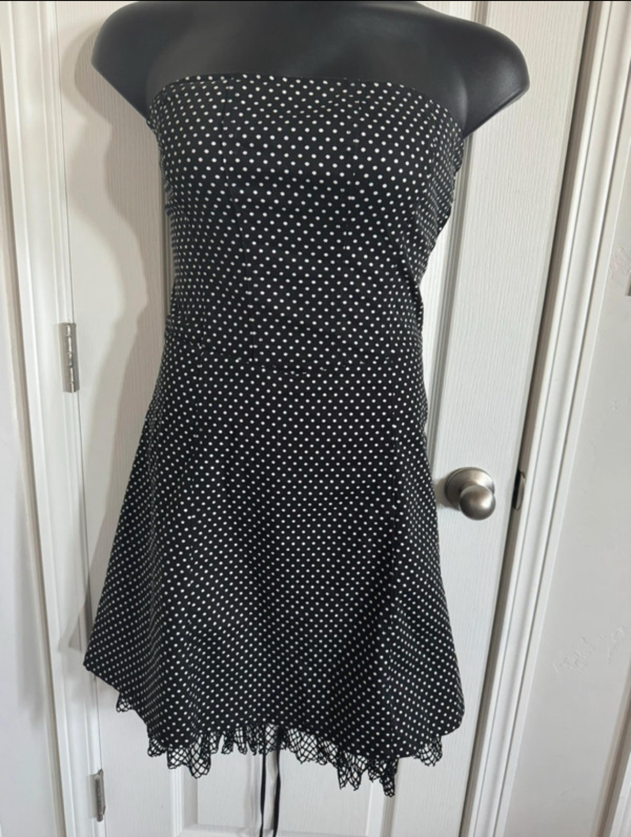 TRIPP NYC polka dot corset strapless dress