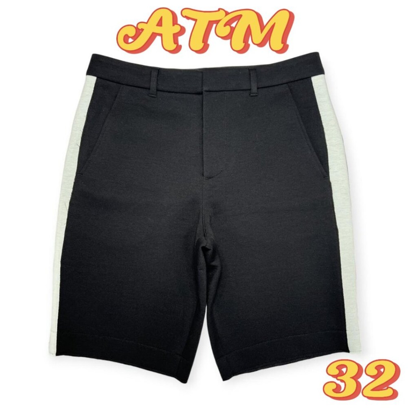 ATM Anthony Thomas Melillo Soft Fleece Chino Shorts SIZE 32 Black White Striped